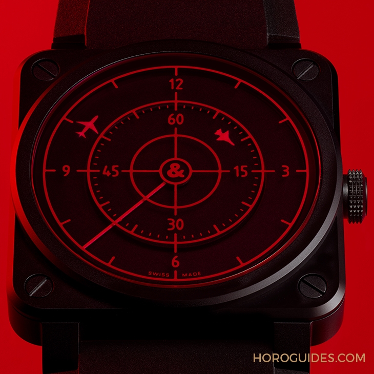 BELL & ROSS - INSTRUMENTS - BR0392-RRDR-CE/SRB - 用飛行雷達指時!BELL&ROSS BR 03-92 Red Radar Ceramic