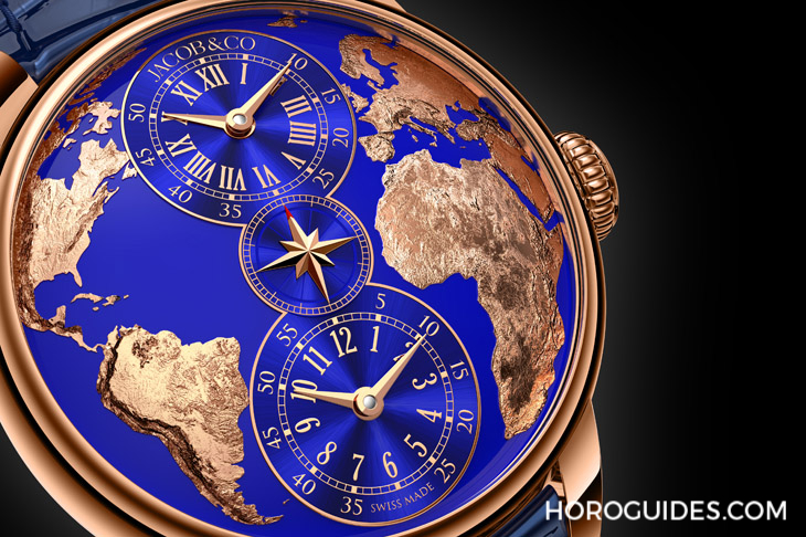 JACOB & CO. - HIGH JEWELRY MASTERPIECES - DT100.40.AA.AA.ABALA - 用最美的克萊因藍，圓一個志向高遠的夢：Jacobs & Co. The World is Yours兩地時間腕錶