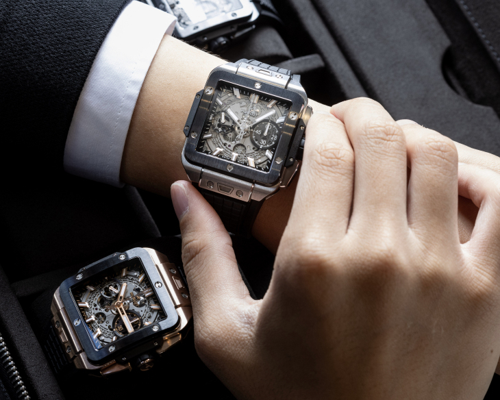 HUBLOT - SQUARE BANG - 821.MX.4800.RX - 當機械工藝遇上幾何美學 Square Bang Unico 創新演繹個性化方型高階運動錶