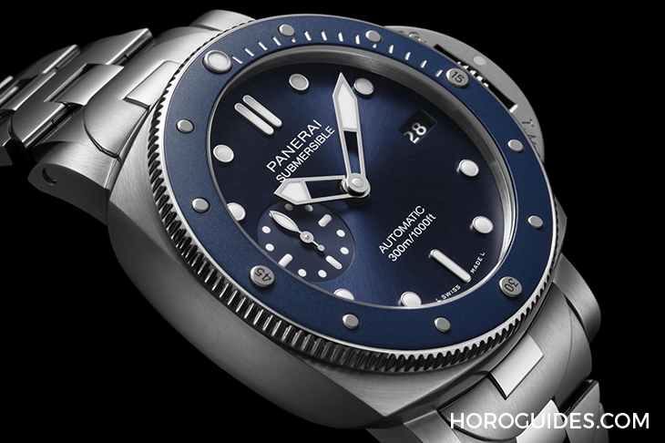 PANERAI - SUBMERSIBLE - PAM01068 - 沛納海Submersible 42mm首次搭配精鋼鍊帶!Submersible Blu Notte藍面藍圈,型格亮相