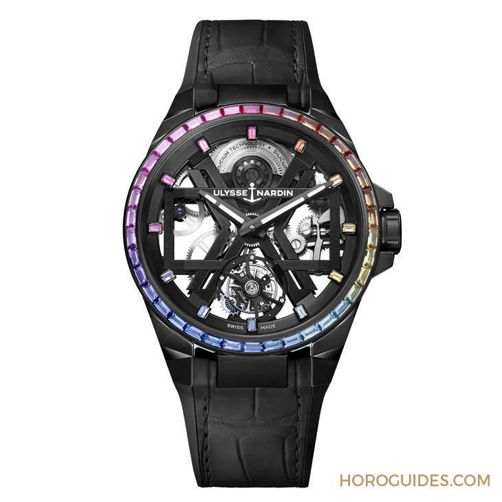 ULYSSE NARDIN - DIVER - 1723-400B1LE-2B-RAIN/1A - 以彩虹寶石圈入作，Ulysse Nardin Blast彩虹陀飛輪腕錶、Lady Diver美人魚潛水彩虹腕