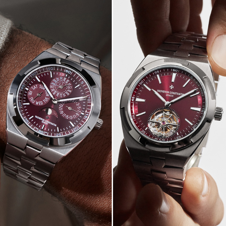 VACHERON CONSTANTIN - OVERSEAS - 6000V/210T-H179 - 江詩丹頓Overseas罕見酒紅面盤現身|超薄萬年曆與鈦金屬陀飛輪全解析